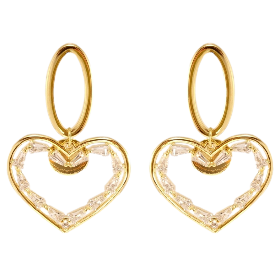 Сережки Xuping QQMM Позолота 14K пусети Сердечки з цирконієм фото №1