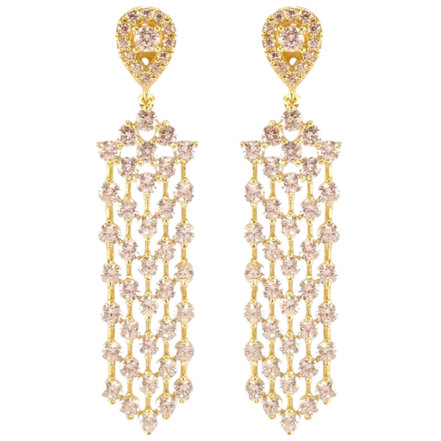 Сережки Xuping QQMM Позолота 14K пусети Авангардні кристальні підвіски фото №1