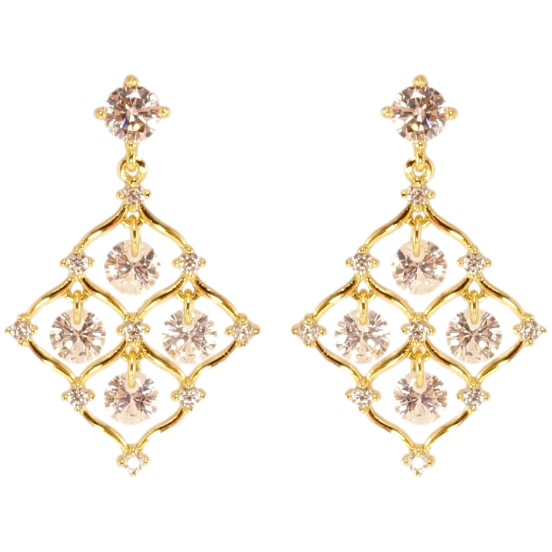 Сережки Xuping QQMM Позолота 14K пусети Вінтажні підвіски з кристалами фото №1