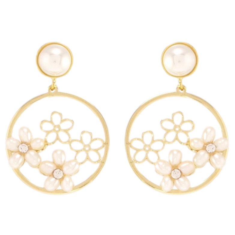 Серьги Xuping QQMM Позолота 14K пусеты Кольца с цветочным узором фото №1