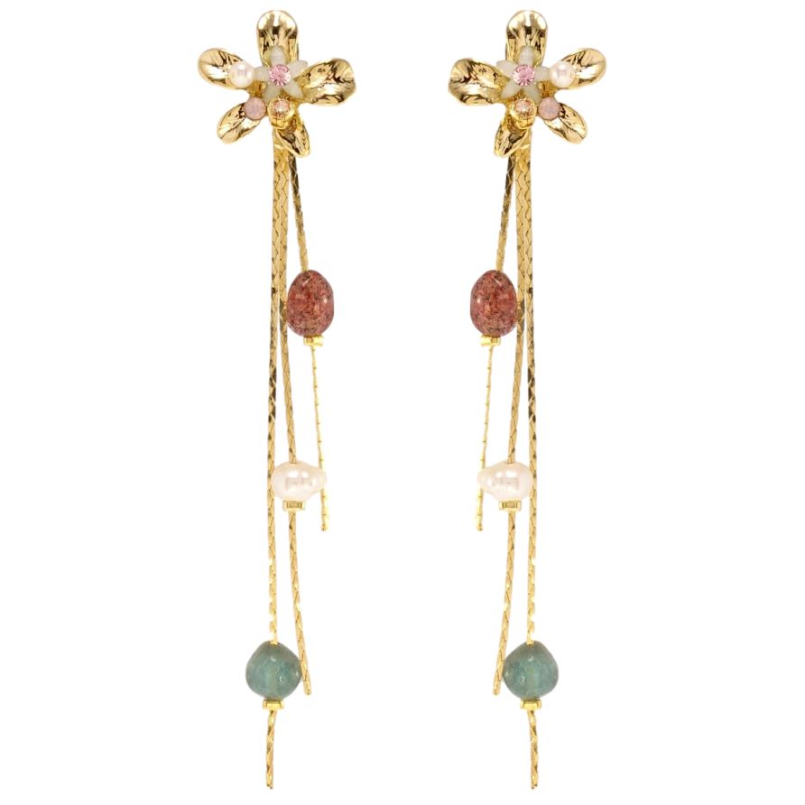 Серьги Xuping QQMM Позолота 14K пусеты Декоративные цветочные подвески с фото №1