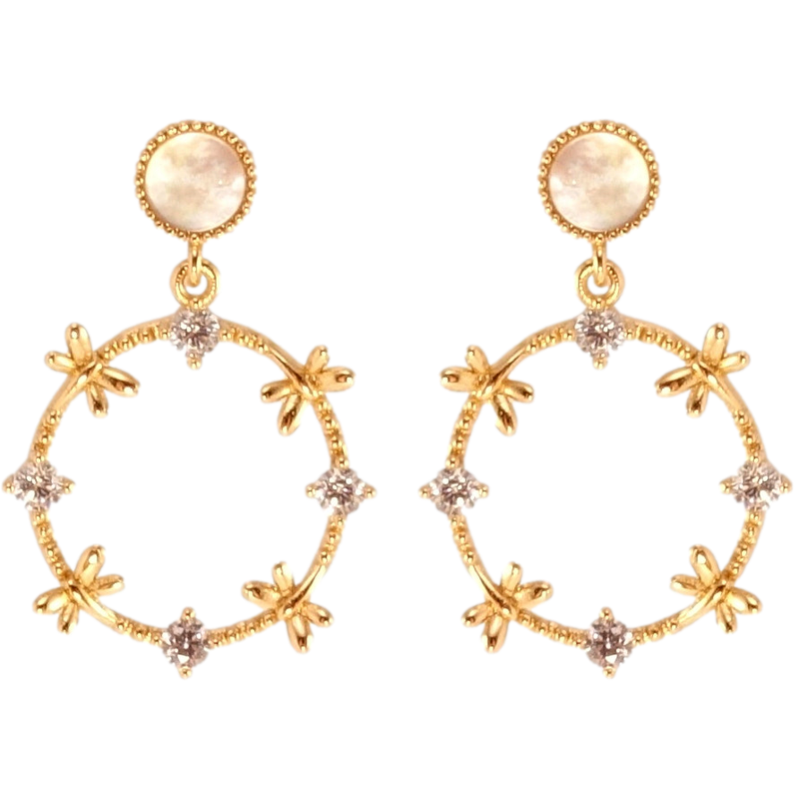 Серьги Xuping QQMM Позолота 18K пусеты Колечки с бабочками и кристаллами фото №1