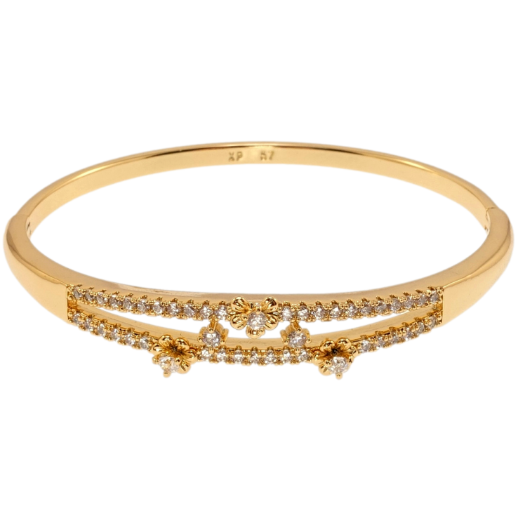 Браслет Xuping Позолота 18K Дорожки циркония с миниатюрными цветочками ø 5,7см фото №17