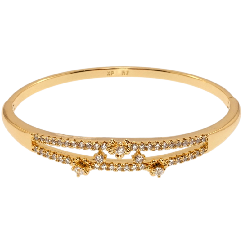 Браслет Xuping Позолота 18K Дорожки циркония с миниатюрными цветочками ø 5,7см фото №1