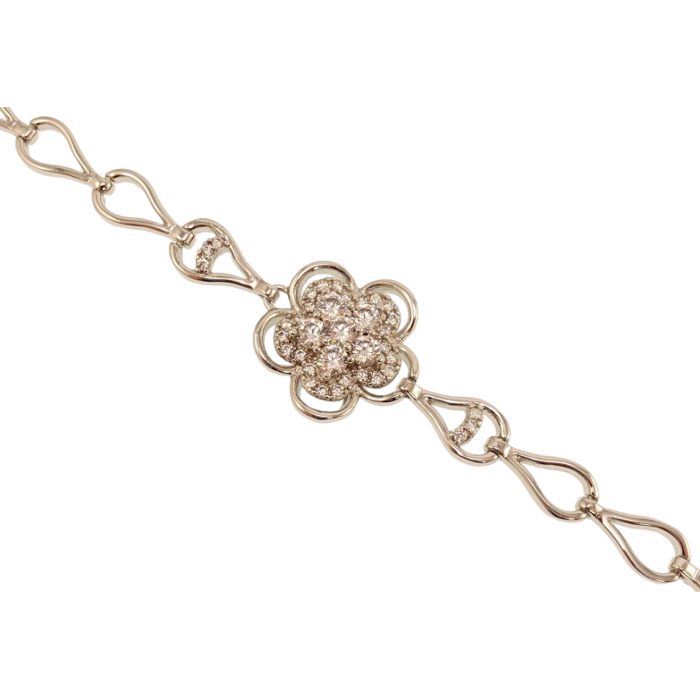 Браслет Xuping Родий Звенья капельки вставка цветочек длина с доп. замком 16.5,18.5см х 6мм фото №1