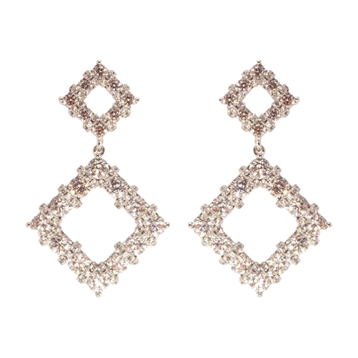 Сережки Xuping Родій пусети Ромбові підвіски з цирконієм фото №18