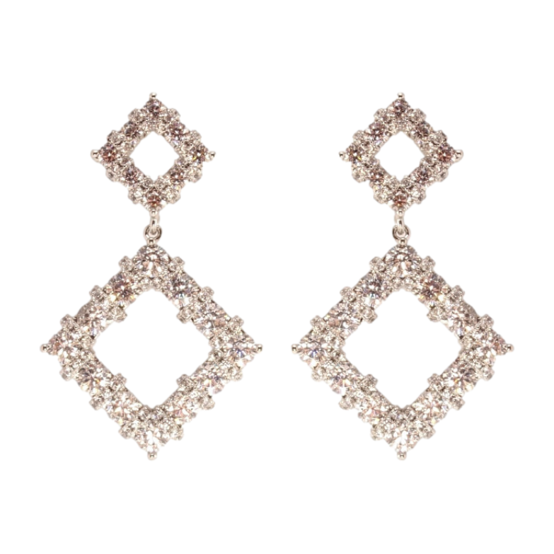 Серьги Xuping Родий пусеты Ромбовые подвески с цирконием фото №1