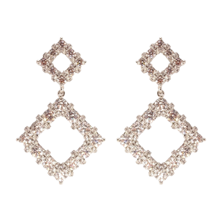 Сережки Xuping Родій пусети Ромбові підвіски з цирконієм фото №1
