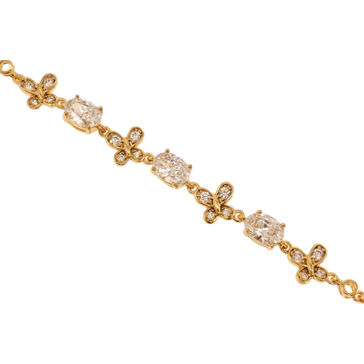 Браслет Xuping Позолота 18K Бабочки с тремя кристаллами длина с доп.замком 17.5,19.5см х 5-8мм фото №2