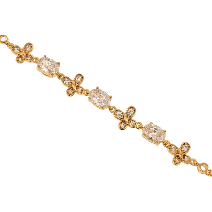 Браслет Xuping Позолота 18K Метелики з трьома кристалами довжина з дод. замком 17.5,19.5см х 5-8мм фото №1