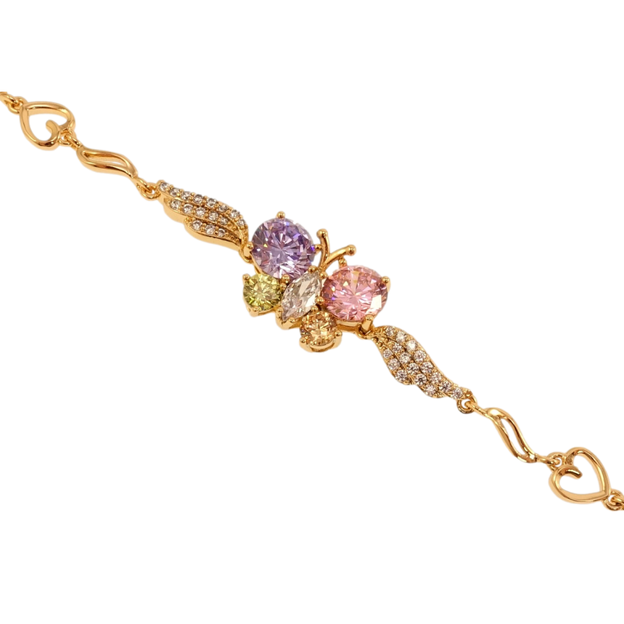 Браслет Xuping Позолота 18K Метелик із різнокольорових кристалів довжина з дод. замком 17,19см х 4-11мм фото №1