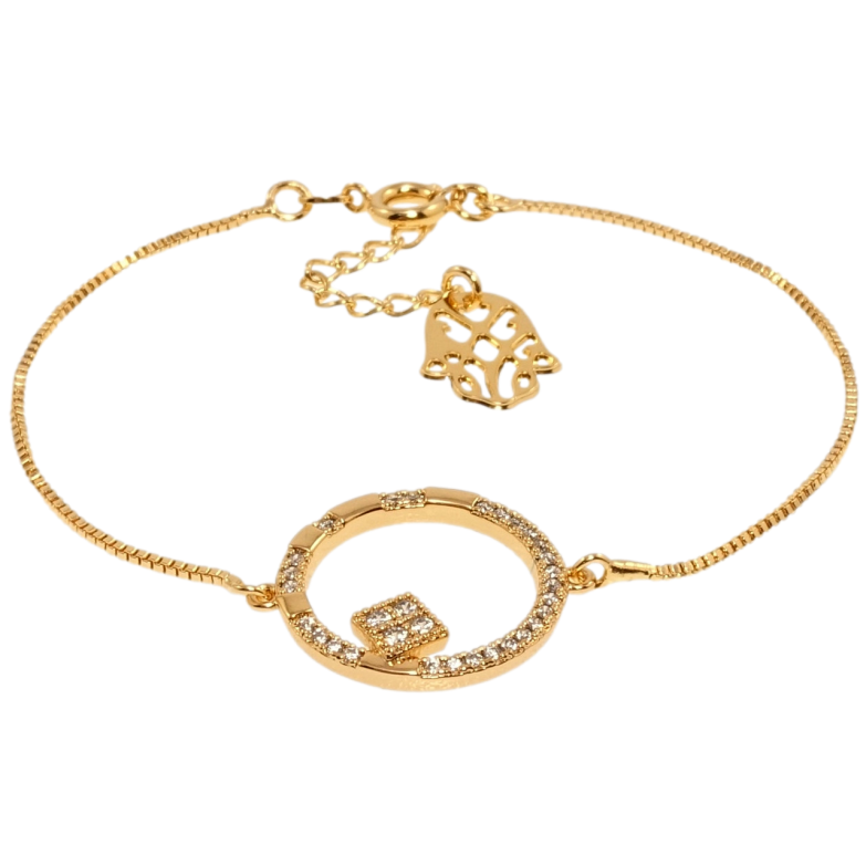 Браслет Xuping Позолота 18K Венеціанське плетіння із вставкою коло із цирконієм довжина з дод. ланцюжком 16.5-19.5см х фото №1 Браслет Xuping Позолота 18K Венеціанське плетіння із вставкою коло із цирконієм довжина з дод. ланцюжком 16.5-19.5см х фото №1