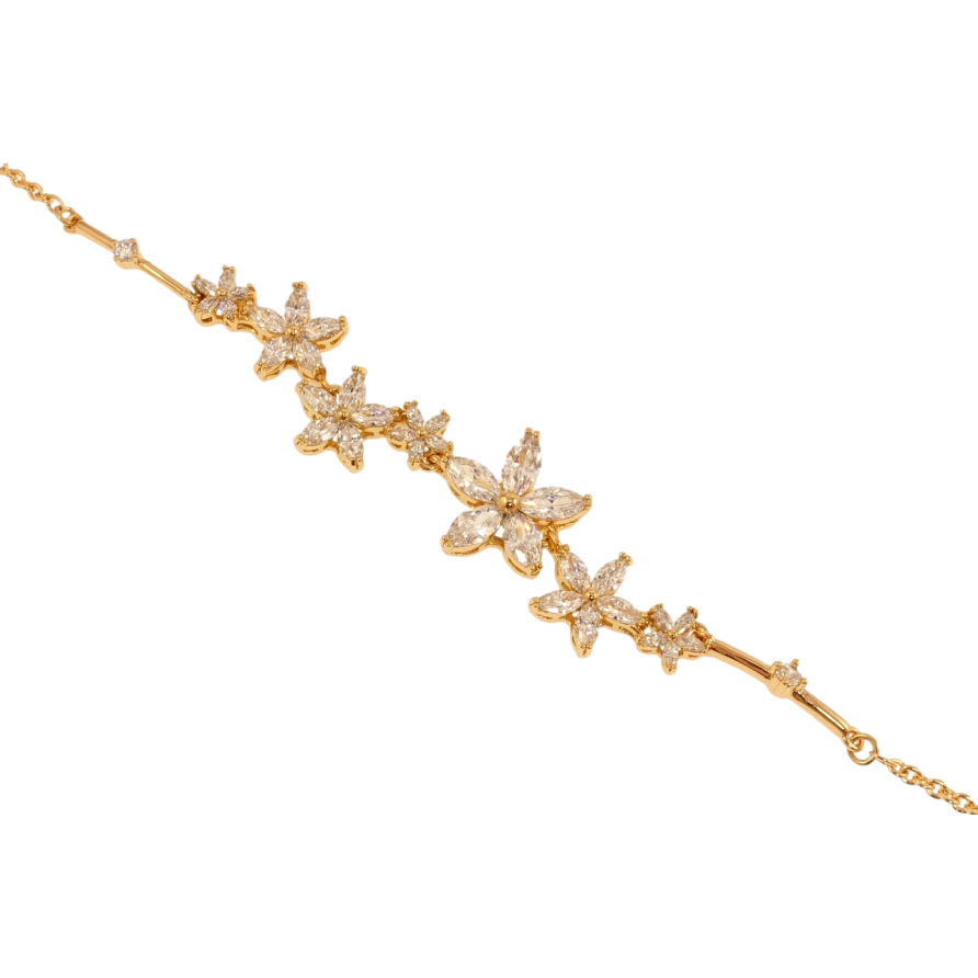 Браслет Xuping Позолота 18K Кристальні квіточки довжина з дод. ланцюжком 16.5-19.5см х 2мм фото №1