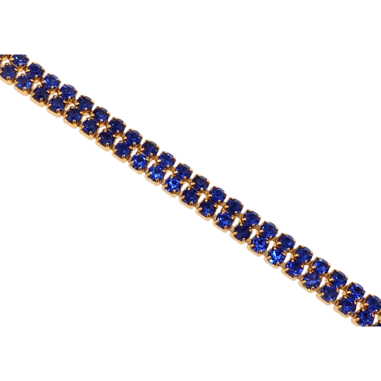 Браслет Xuping Позолота 18K Двойная дорожка синих кристаллов длина с доп.замком 16.5,19см х 4мм фото №1