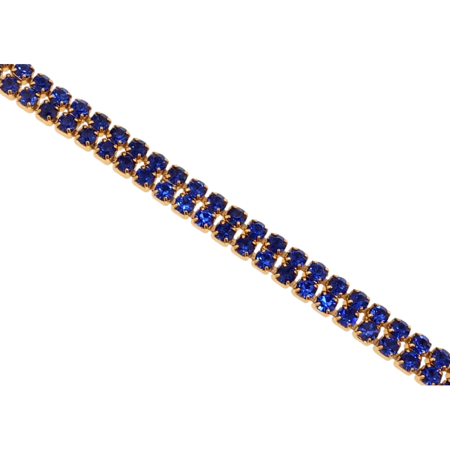 Браслет Xuping Позолота 18K Двойная дорожка синих кристаллов длина с доп.замком 16.5,19см х 4мм фото №1
