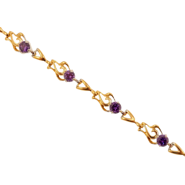 Браслет Xuping Позолота + Родій Декоративні ланки з бузковими кристалами довжина 17см х 4-6мм фото №3 Браслет Xuping Позолота + Родій Декоративні ланки з бузковими кристалами довжина 17см х 4-6мм фото №3