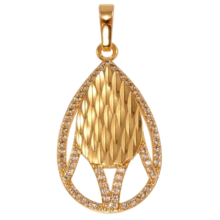 Кулон Xuping Позолота 18K Крапелька з цирконієм і візерунком насічками фото №11