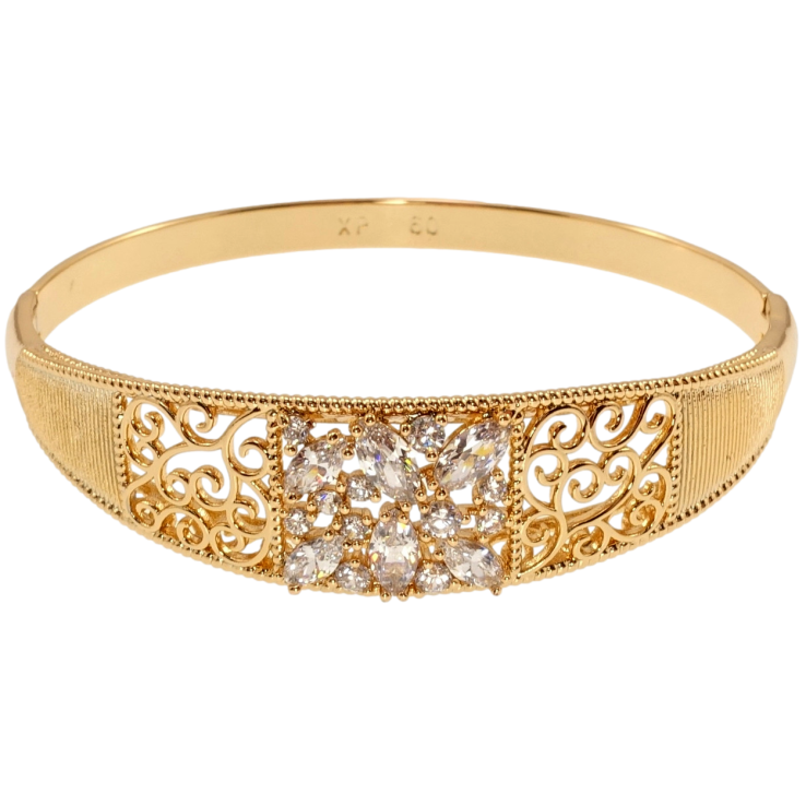 Браслет Xuping Позолота 18K Резной вензельный орнамент с россыпью циркония ø 6см фото №10