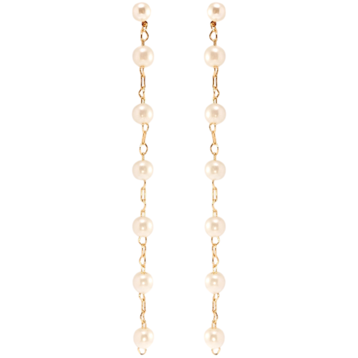 Сережки Xuping QQMM Позолота 18K пусети Перлинні намистини на ланцюжку фото №13