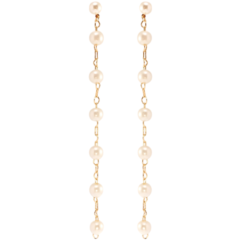 Серьги Xuping QQMM Позолота 18K пусеты Жемчужные бусины на цепочке фото №10