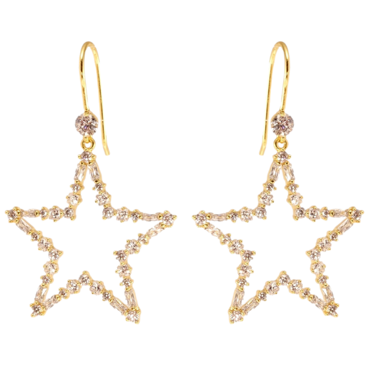 Сережки Xuping QQMM Позолота 14K французький замок Зірки з цирконієм фото №11