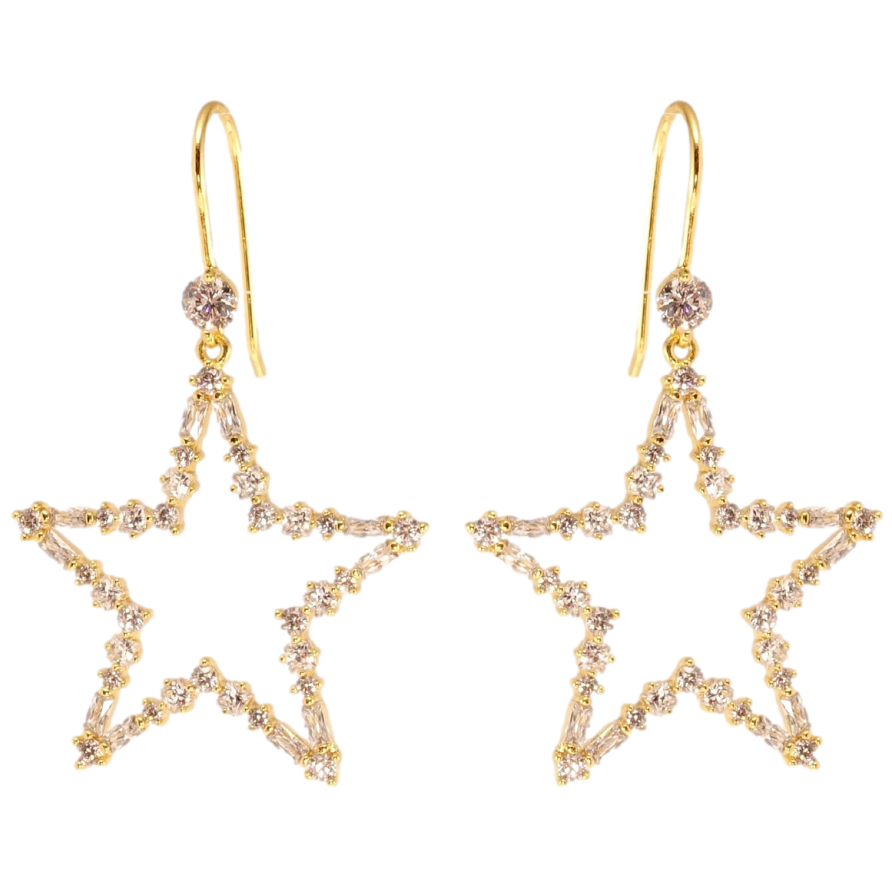 Сережки Xuping QQMM Позолота 14K французький замок Зірки з цирконієм фото №1