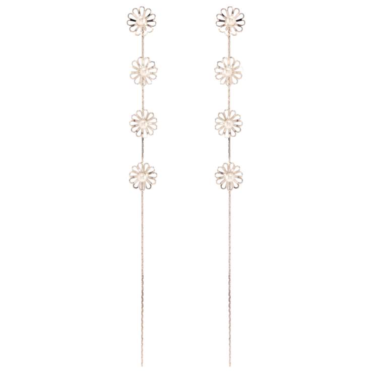 Сережки Xuping QQMM Родій пусети Квіточки на ланцюжку фото №14