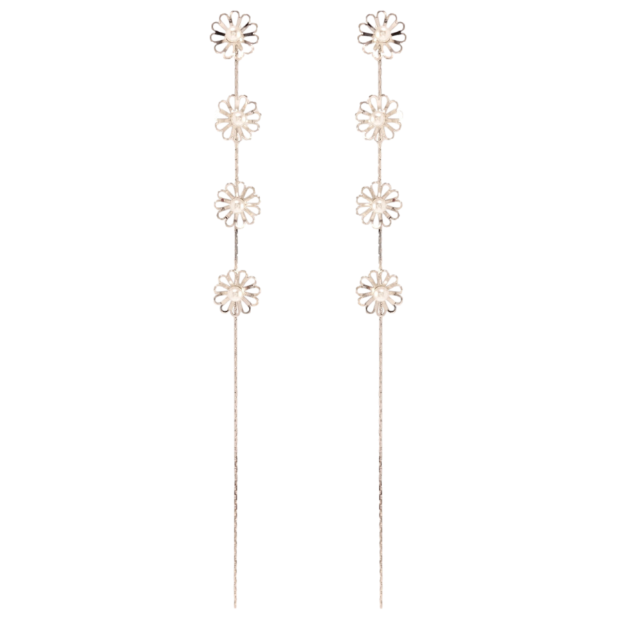 Сережки Xuping QQMM Родій пусети Квіточки на ланцюжку фото №1