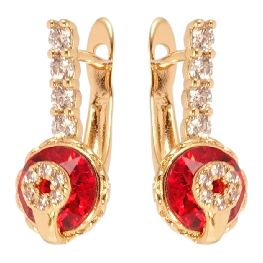 Сережки Xuping колір 18K з кристалами Swarovski англійський замок Кристал Light Siam на доріжці фото №1 Сережки Xuping колір 18K з кристалами Swarovski англійський замок Кристал Light Siam на доріжці фото №1