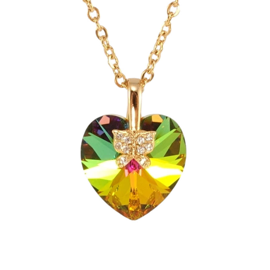 Кулон Xuping колір 18K з кр-ми Swarovski на ланцюжку Кристальне серце Vitrail Medium довжина 40-45см х фото №1