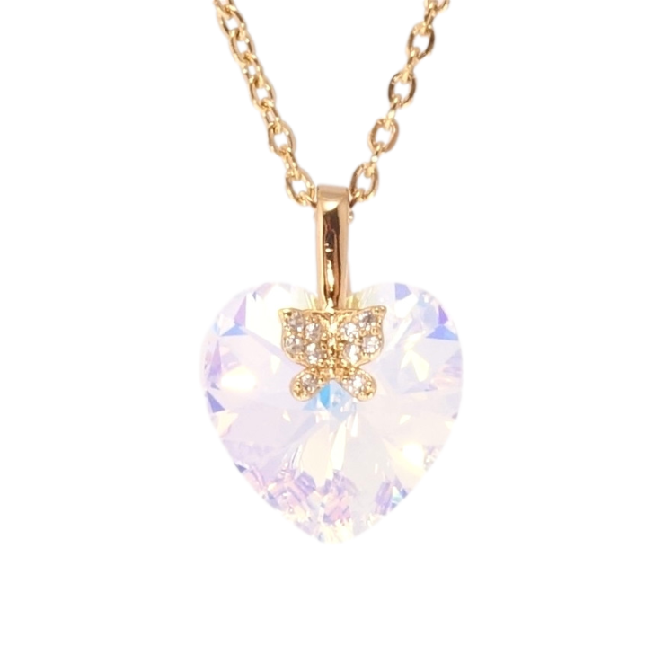 Кулон Xuping цвет 18K с кр-ми Swarovski на цепочке Кристальное сердечко Shimmer длина 40-45см х 2см фото №5