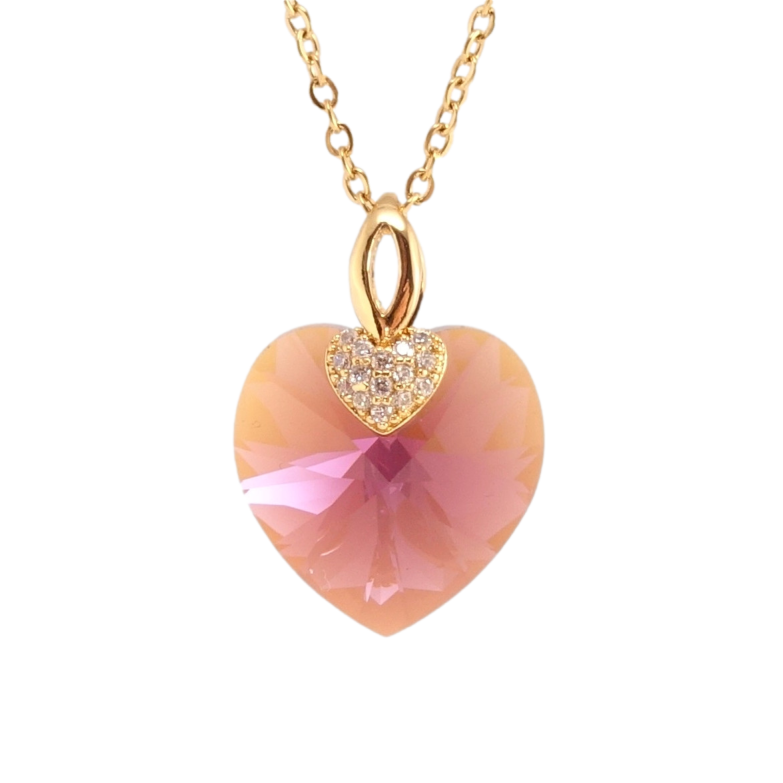 Кулон Xuping колір 18K з кр-ми Swarovski на ланцюжку Кристальне серце Light Amethyst довжина 40-45см х фото №1