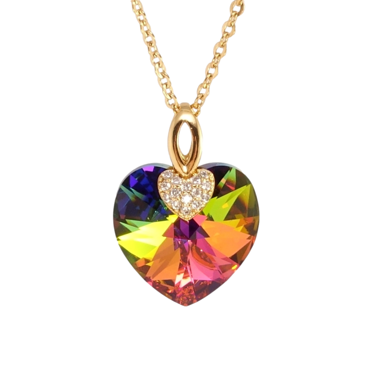 Кулон Xuping цвет 18K с кр-ми Swarovski на цепочке Кристальное сердечко Vitrail Medium длина 40-45см х фото №3