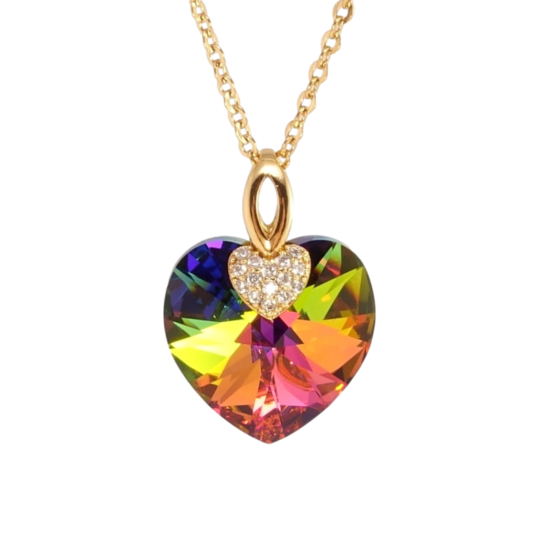 Кулон Xuping колір 18K з кр-ми Swarovski на ланцюжку Кристальне серце Vitrail Medium довжина 40-45см х фото №1