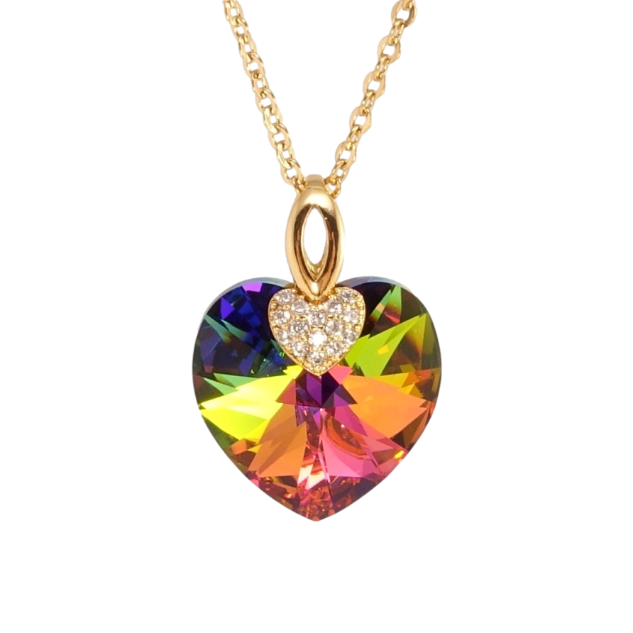 Кулон Xuping цвет 18K с кр-ми Swarovski на цепочке Кристальное сердечко Vitrail Medium длина 40-45см х фото №1