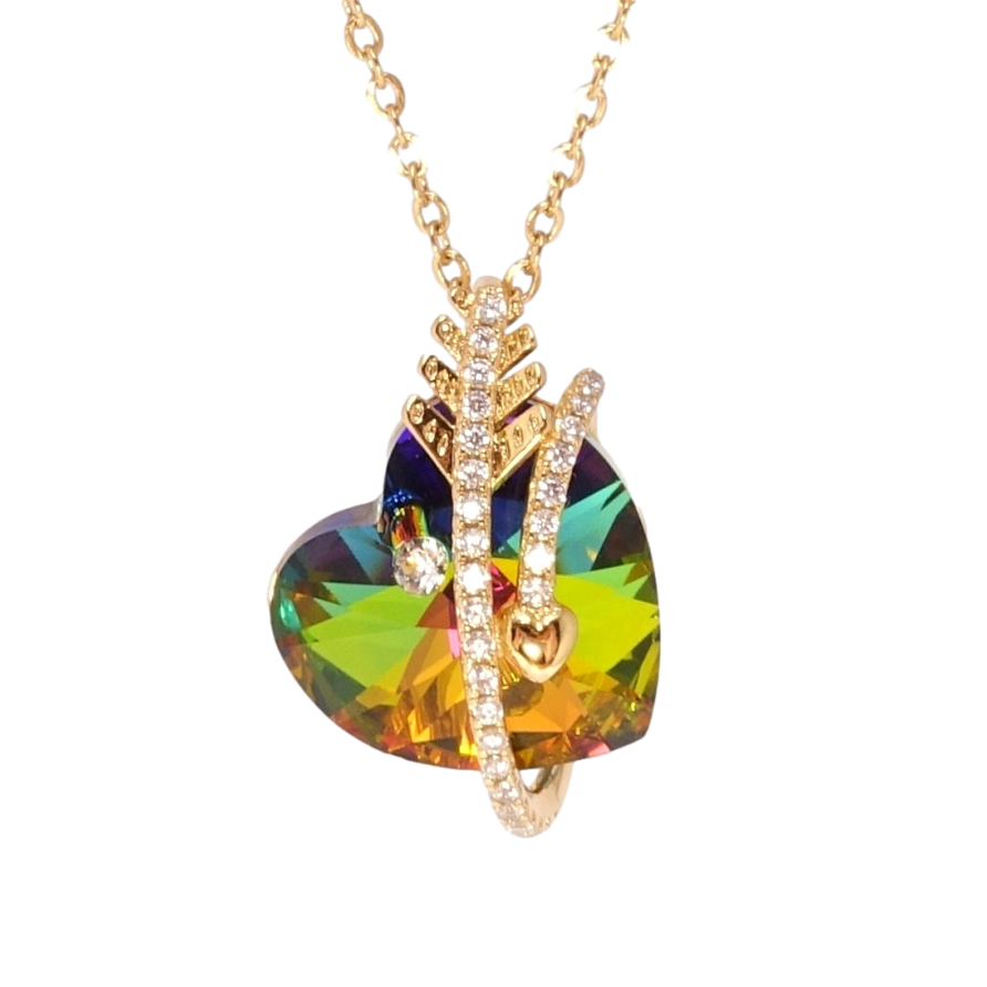Кулон Xuping колір 18K з кр-ми Swarovski на ланцюжку Сердечко Vitrail Medium зі стрілою довжина 40-45см х фото №1
