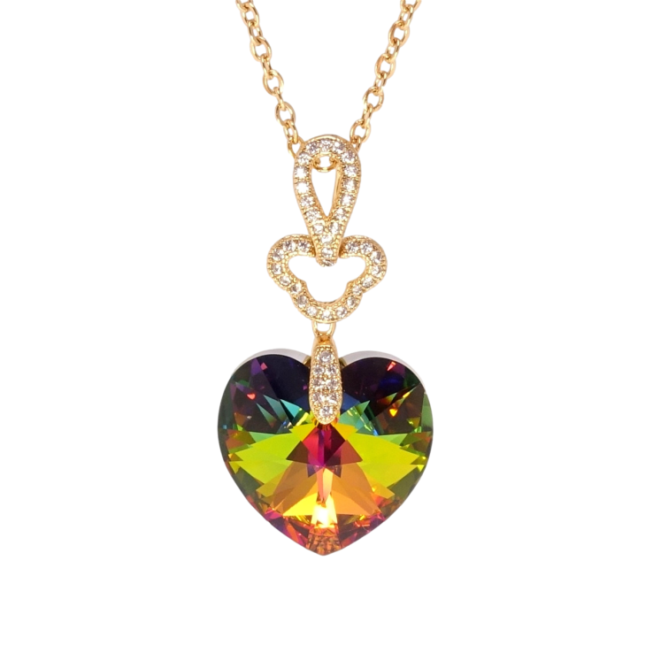 Кулон Xuping колір 18K з кр-ми Swarovski на ланцюжку Сердечко Vitrail Medium довжина 40-45см х 2см фото №2