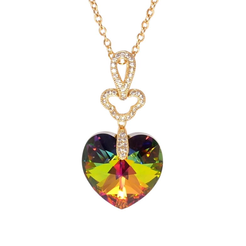 Кулон Xuping колір 18K з кр-ми Swarovski на ланцюжку Сердечко Vitrail Medium довжина 40-45см х 2см фото №2