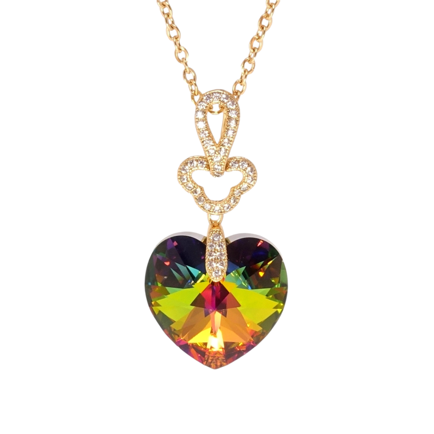 Кулон Xuping колір 18K з кр-ми Swarovski на ланцюжку Сердечко Vitrail Medium довжина 40-45см х 2см фото №1