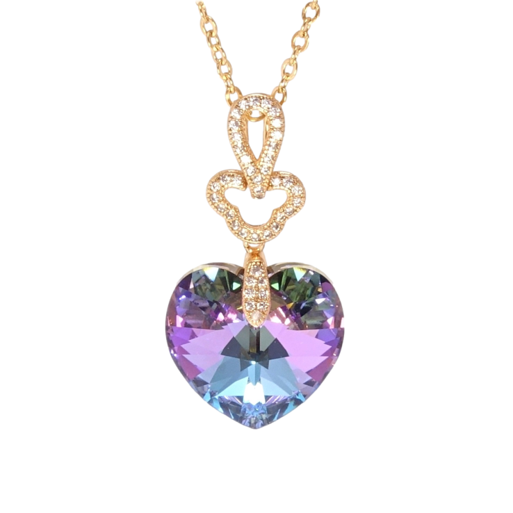 Кулон Xuping колір 18K з кр-ми Swarovski на ланцюжку Сердечко Paradise Shine довжина 40-45см х 2см фото №3
