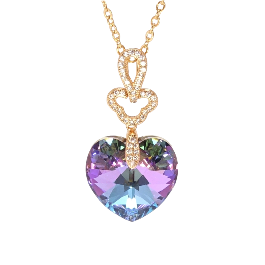Кулон Xuping колір 18K з кр-ми Swarovski на ланцюжку Сердечко Paradise Shine довжина 40-45см х 2см фото №1