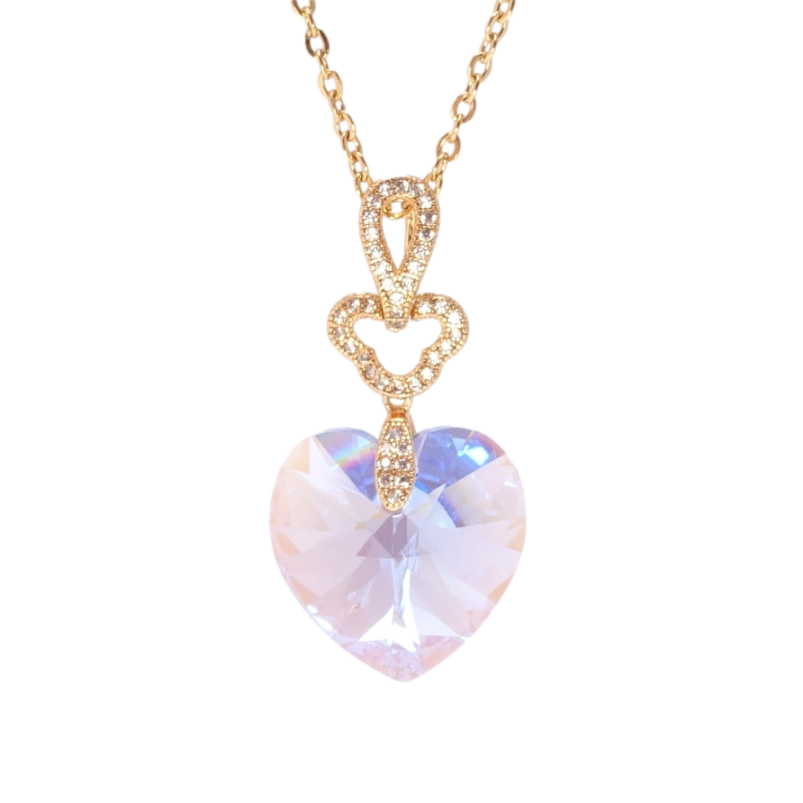 Кулон Xuping колір 18K з кр-ми Swarovski на ланцюжку Серце Lavender Delite довжина 40-45см х 2см фото №1