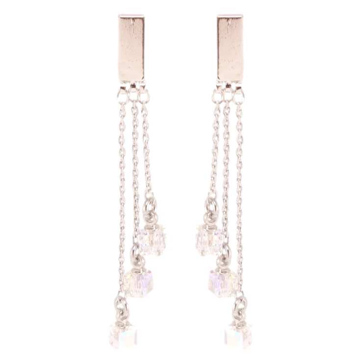 Сережки Xuping колір Родій з кристалами Swarovski пусети Декоративні підвіски з кубиками АВ фото №23 Сережки Xuping колір Родій з кристалами Swarovski пусети Декоративні підвіски з кубиками АВ фото №23