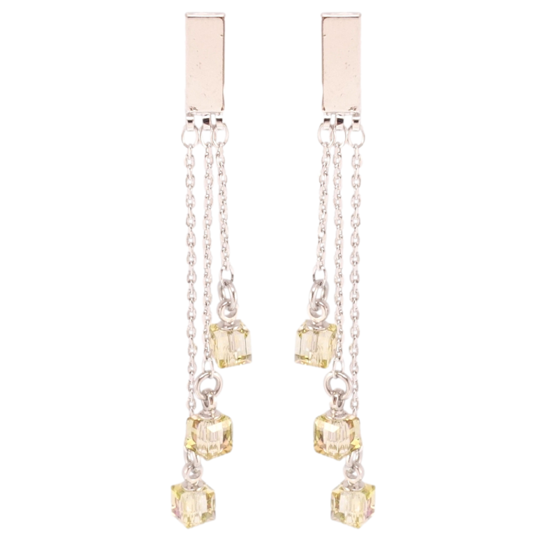 Серьги Xuping цвет Родий с кристаллами Swarovski пусеты Декоративные подвески с кубиками Tabac фото №1