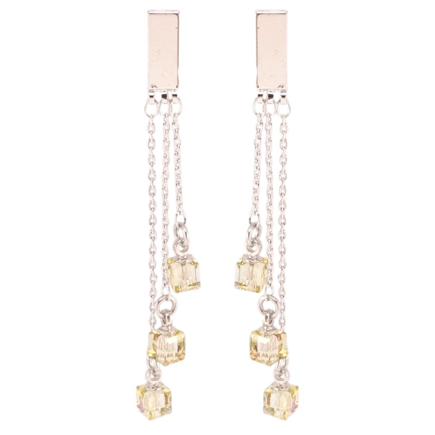 Сережки Xuping колір Родій з кристалами Swarovski пусети Декоративні підвіски з кубиками Tabac фото №1