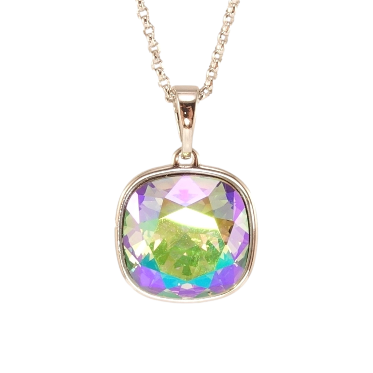 Кулон Xuping колір Родій з кр-ми Swarovski на ланцюжку Кристал Peridot Shimmer, 14х14мм довжина 40-45см х 1мм фото №23