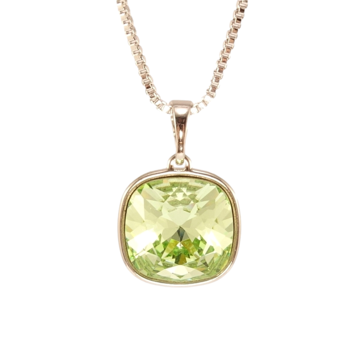 Кулон Xuping колір Родій з кр-ми Swarovski на ланцюжку Кристал Peridot, 14х14мм довжина 40-45см х 1мм фото №13