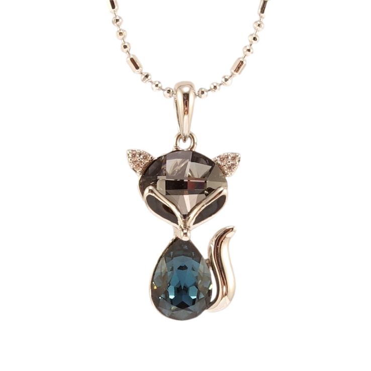 Кулон Xuping цвет Родий с кр-ми Swarovski на цепочке Лиса с кристаллами Montana и Silver Night длина 40-45см фото №20