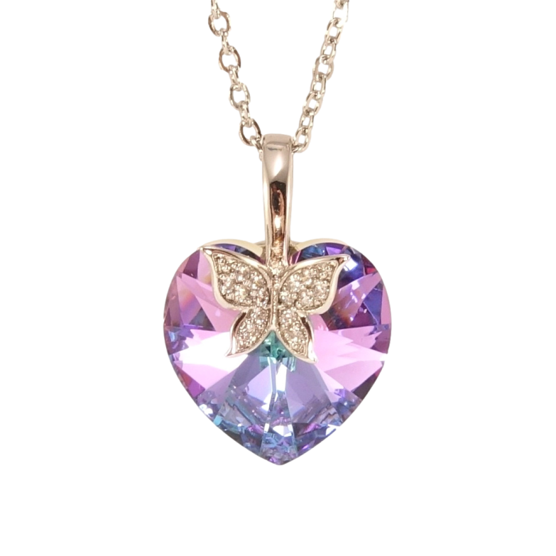 Кулон Xuping колір Родій з кр-ми Swarovski на ланцюжку Кристальне серце Paradise Shine довжина 40-45см х 2мм фото №1