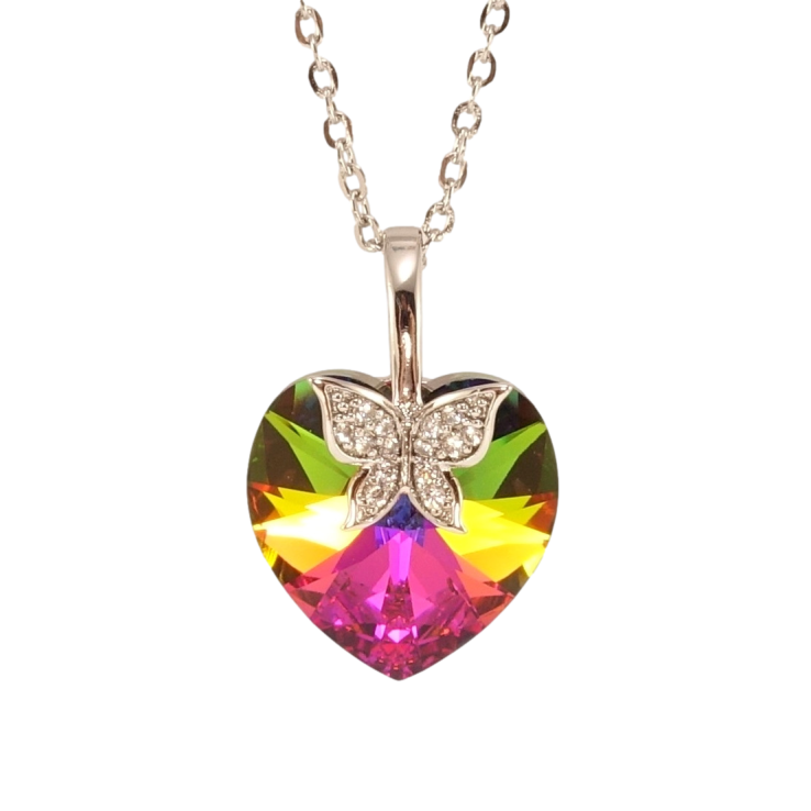 Кулон Xuping колір Родій з кр-ми Swarovski на ланцюжку Кристальне серце Vitrail Medium довжина 40-45см х 2мм фото №21